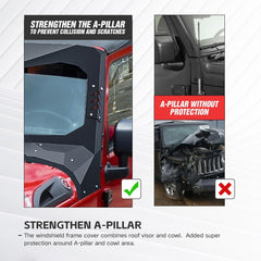 Yzona Mad Max Roof Sun Visor Cowl Body Armor Compatible with 2007-2018 Jeep Wrangler JK JKU Unlimited