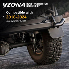 for Jeep Wrangler Tow Trailer Hitch Receiver | 18-24 Jeep Wrangler JL JLU Hitch Receiver with Cover(2 Door & 4 Doors) | Yzona