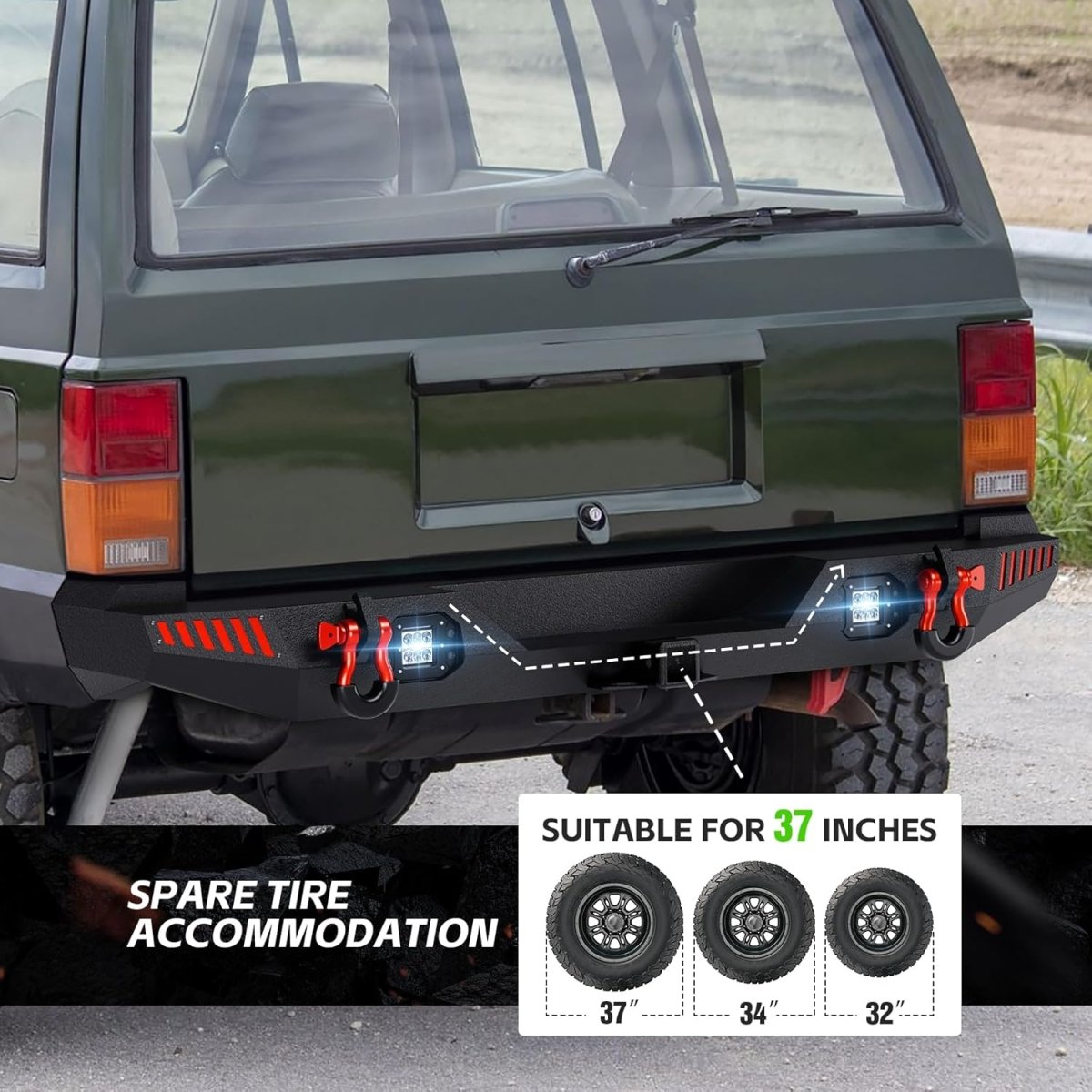for Jeep Front & Rear Winch Bumpers Compatible with 1984-2001 Jeep Grand Cherokee XJ (2/4 Doors)| Yzona