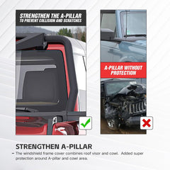 Yzona Madmax Windshield Frame Cover with 4 x LED Lights Compatible with 2021-2025 Ford Bronco