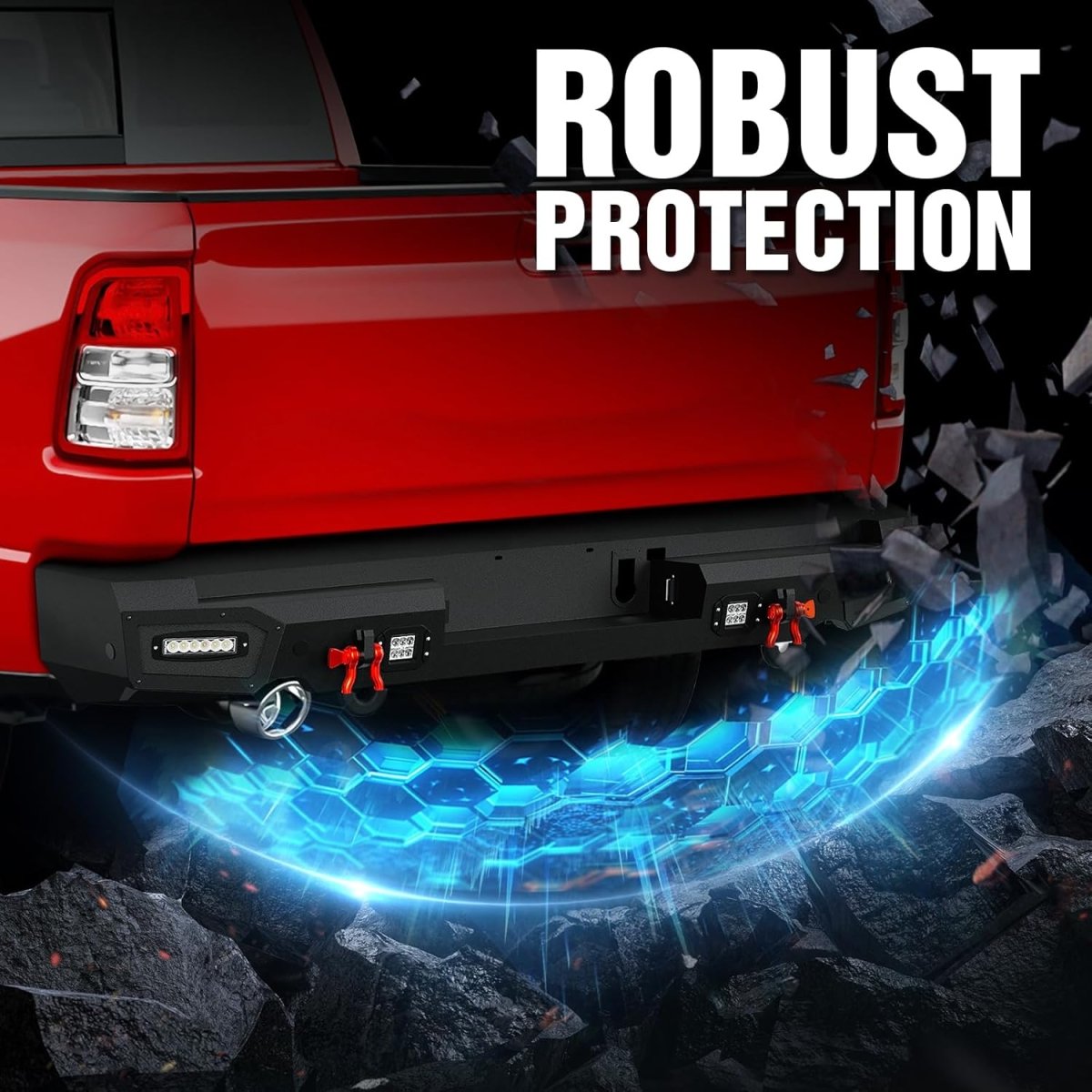 Rear Steel Bumpers for Ram 1500 Compatible with 2019-2025 Dodge Ram 1500 (Excluding Ram 1500 Classic) | Yzona