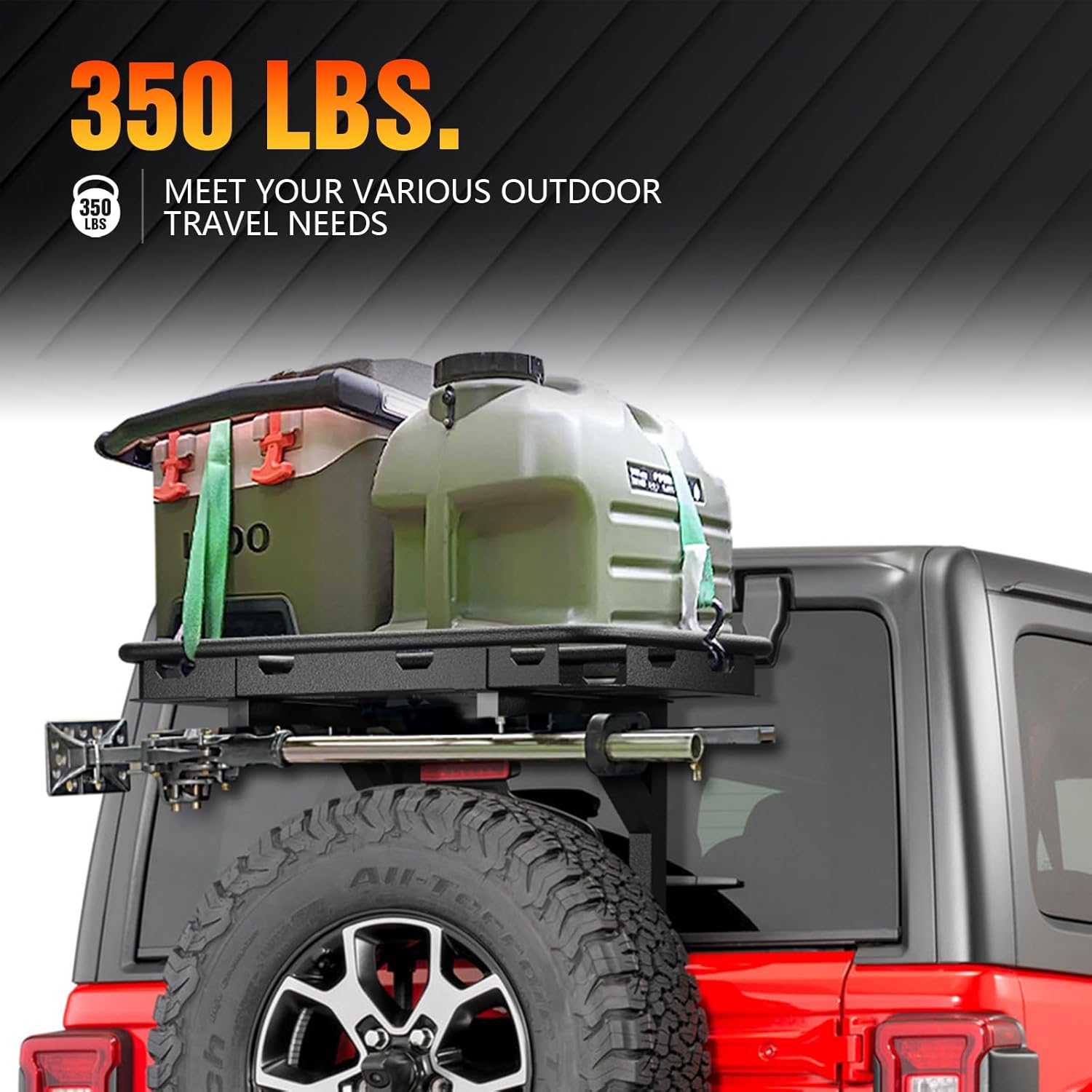 for Jeep Wrangler JL Rear Cargo Basket on OE Tailgate Compatible with 2018-2025 Jeep Wrangler JL & JLU Unlimited 2/4 Door, Spare Tire Cargo Rack, Luggage Storage Carrier (Bolt-On)