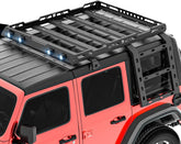 Apex Deluxe Steel Roof Cargo Basket with Lights & Wind Fairing for 2018-2025 Jeep Wrangler JL JLU Unlimited | Yzona