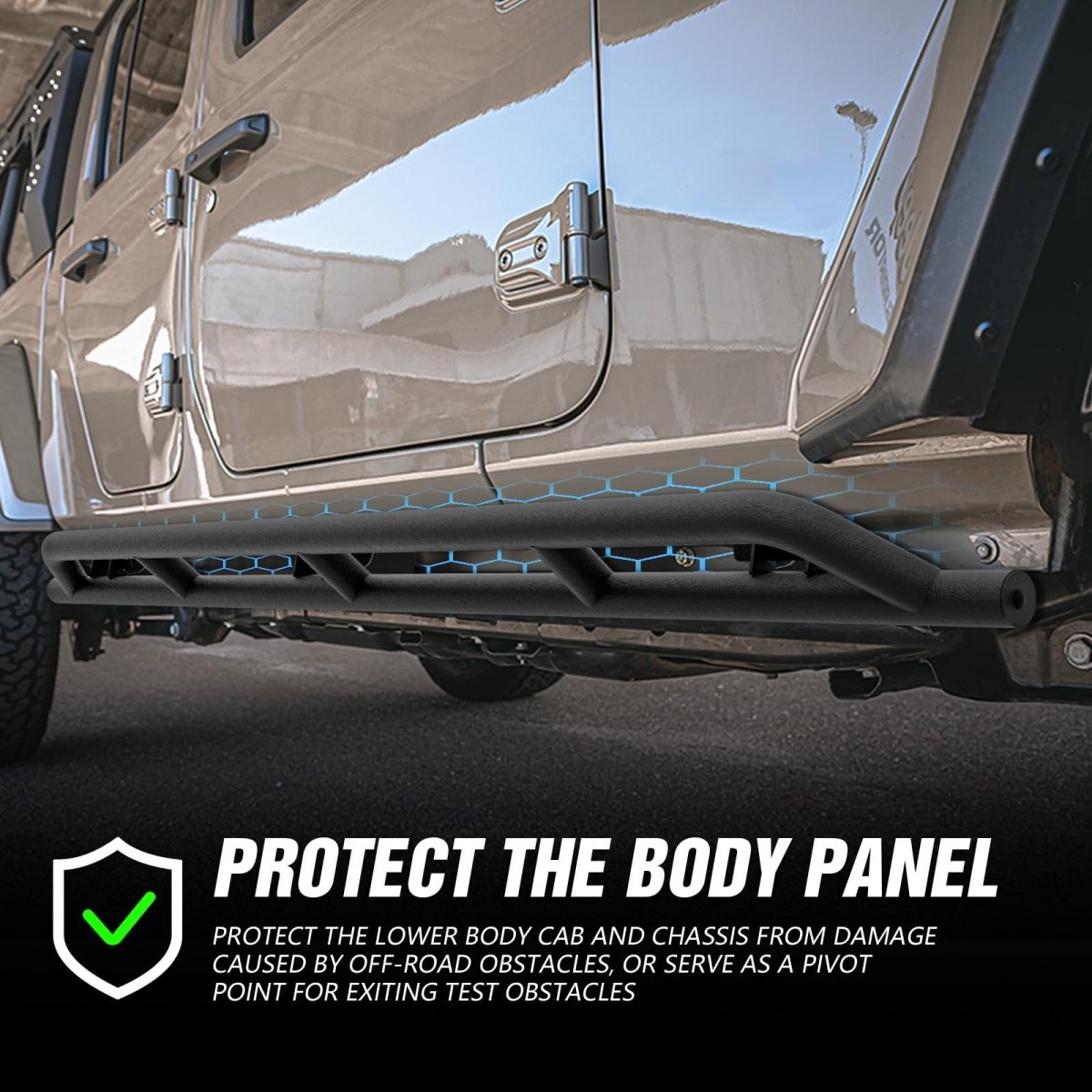 Yzona Truck Single Side Step Compatible with 2020-2025 Jeep Gladiator JT 4 Doors Running Boards