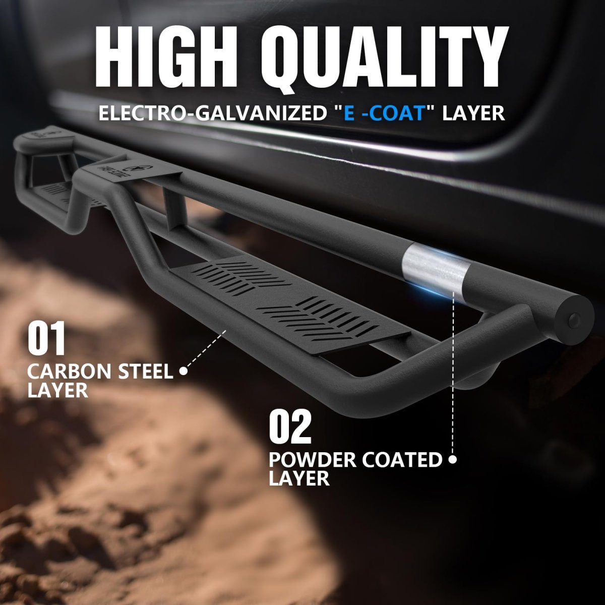 Frame Mounted Running Boards Compatible with 2020-2025 Jeep Gladiator JT 4 Door | Yzona