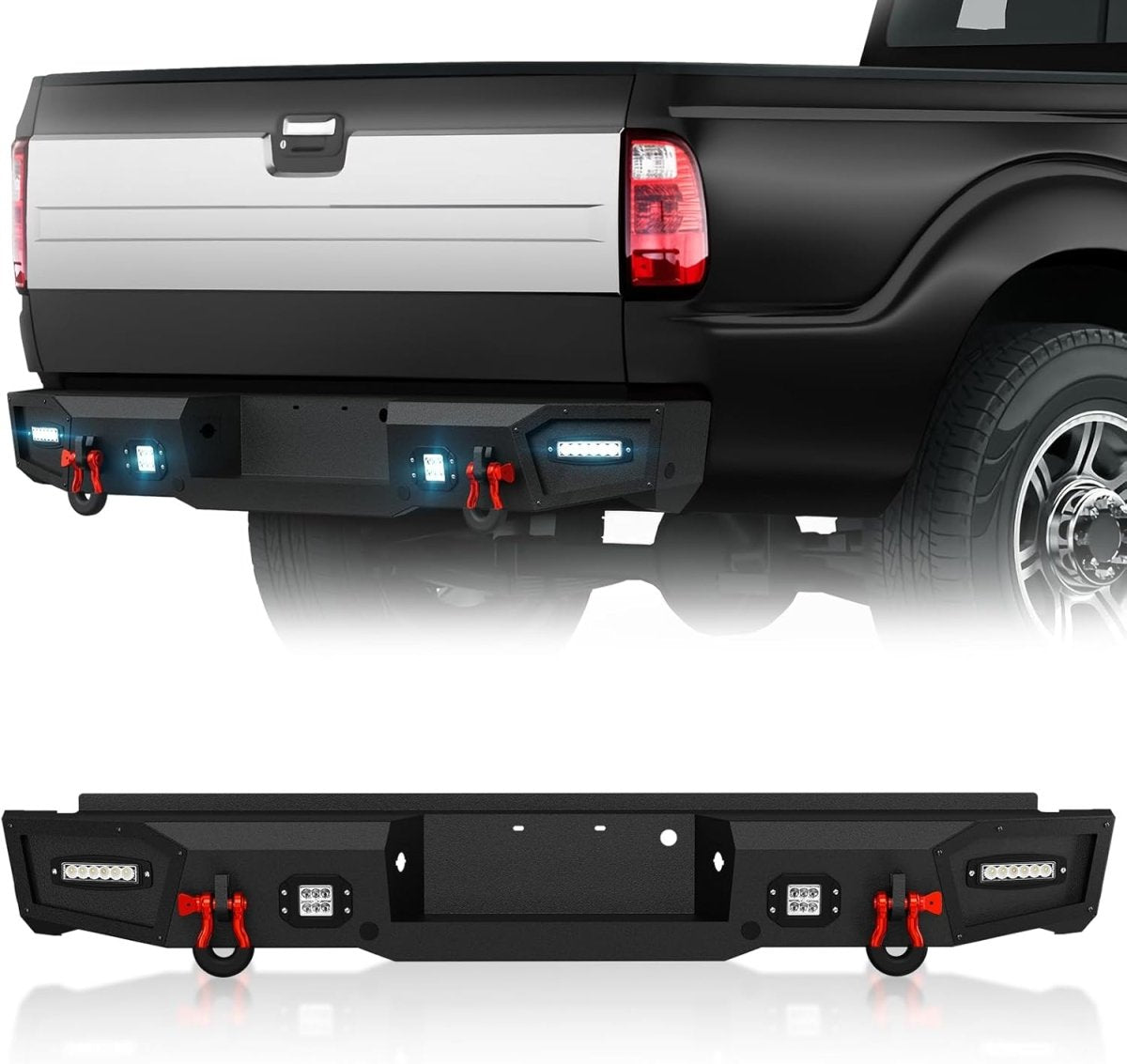 Rear Aftermarket Bumpers for Ford Compatible with 1999-2016 3rd Gen Ford F250 F350 F450 | Yzona