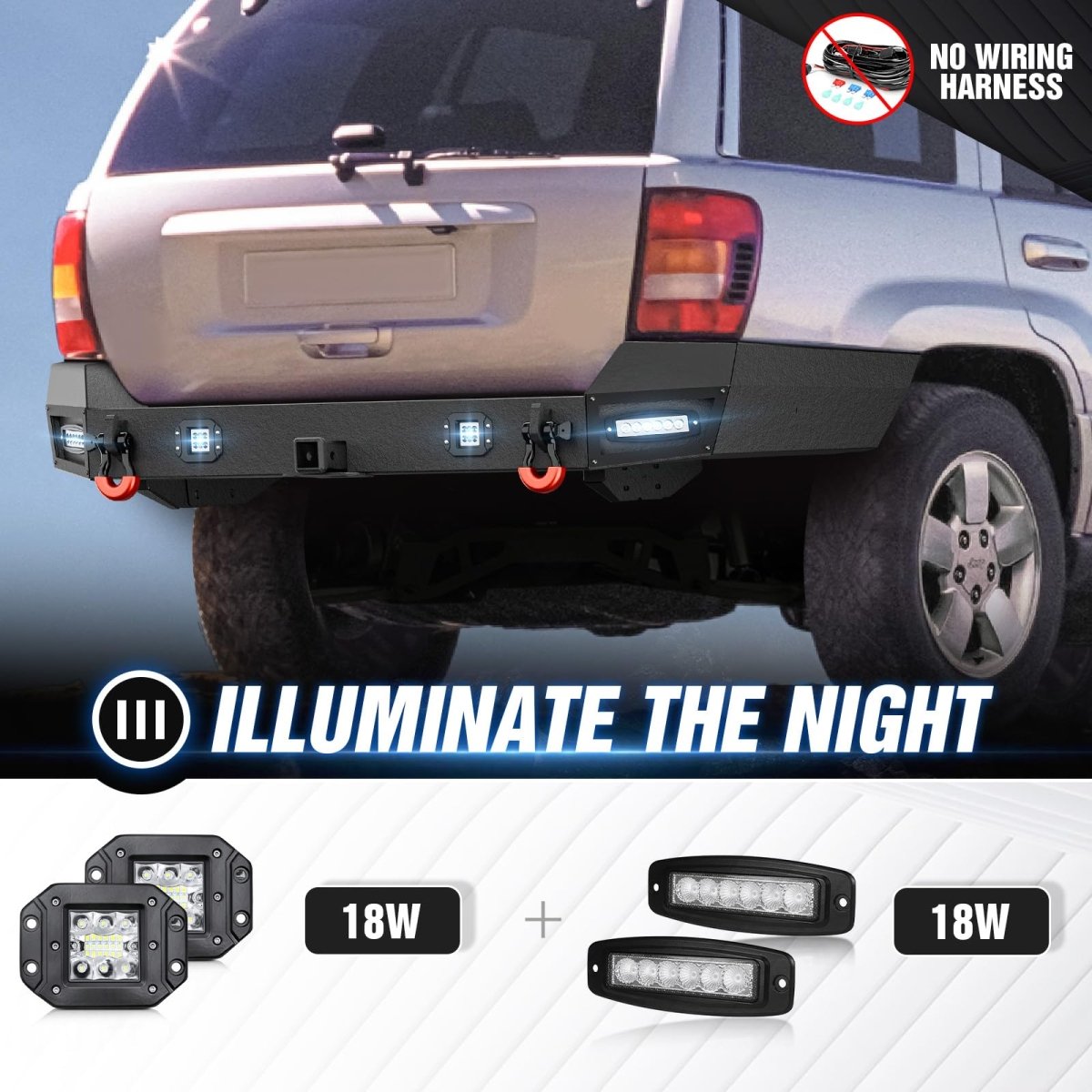 Factory Replacement Bumpers Compatible with 1999-2004 Jeep Grand Cherokee WJ 2nd Gen - Yzona