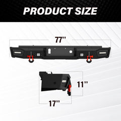 Black Rear Aftermarket Bumpers for Chevy 2500HD 2015-2019 Chevrolet Silverado & GMC Sierra 2500 3500 HD w/LED Lights | Yzona