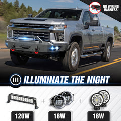 【YZONA】Front Bumper Compatible with Chevy Silverado 2500HD 3500HD 2020-2023 Winch, Winch Plate, Winch D-Rings, 5 LED Lights, Sensor Holes, License Frame