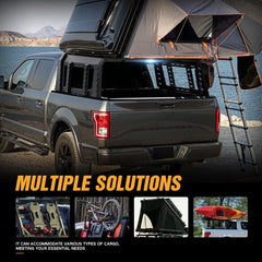 【YZONA】21.9" High Overland Bed Racks Compatible with F150 Full Size Bed (Included Bed Rails), LED Lights, 1000 LBS Load Capacity, Truck Rear Ladder Rack Back Cross Bars Truck Cargo Carrier