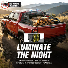 Yzona Bolt-On Carbon Steel Off-Road Sport Roll Bar - 55.9-65.3" Adjustable Universal Fit Bed Chase Rack with LED Lights for Full-Size Pickups (Silverado/Sierra 1500, F-150, Tundra, Titan/Frontier, Gladiator)