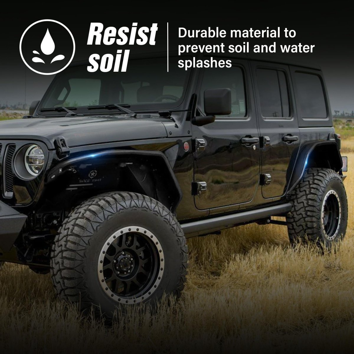 Fender Flares for Trucks Compatible with 2018-2024 Jeep Wrangler JL JLU Unlimited 2/4 Doors - Yzona