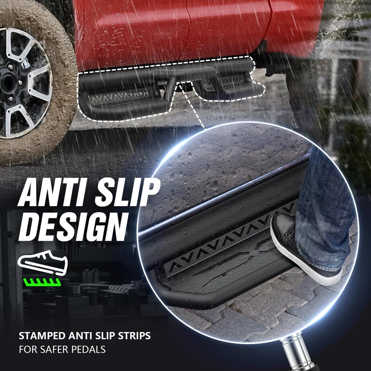 Running Board Steps for Trucks Compatible with 2007-2021 Toyota Tundra Extended Cab - Yzona