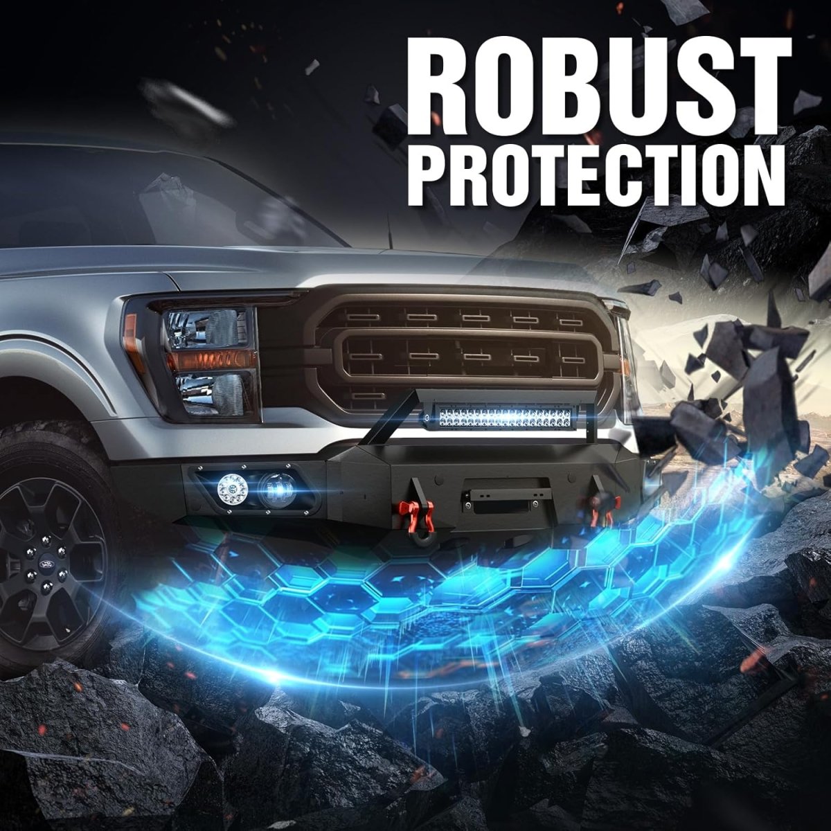 Off Road Ford Truck Bumpers for 2021-2024 Ford F-150 with Winch Plate | Yzona