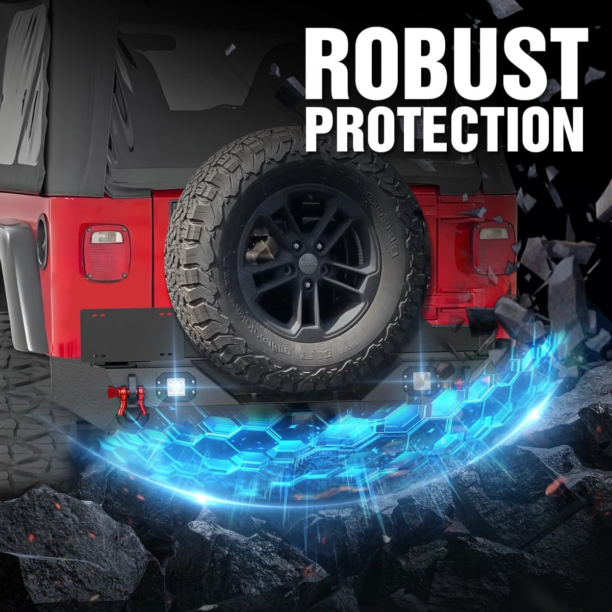 Superduty Bumpers Compatible with 1987-2006 Jeep Wrangler TJ LJ YJ | Yzona