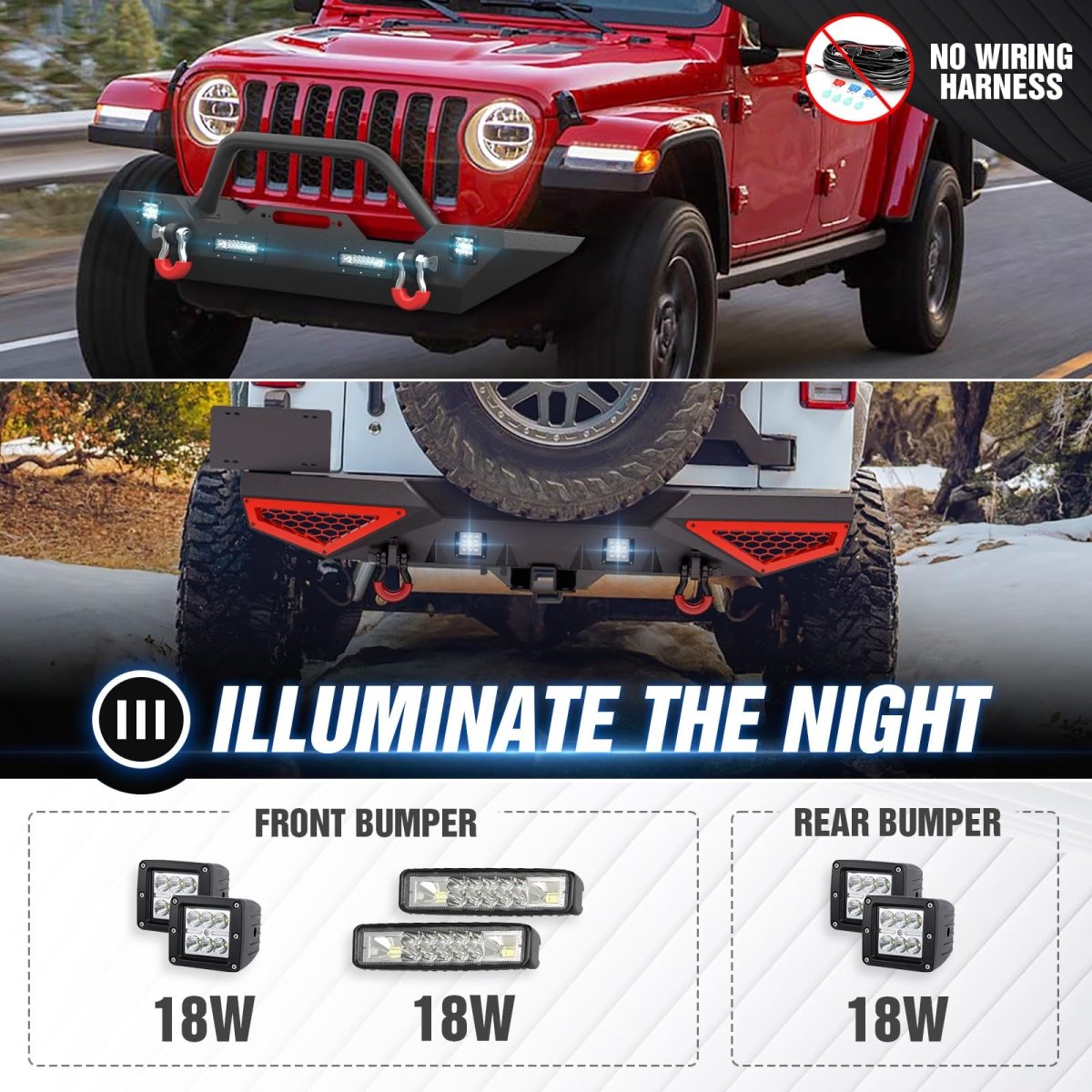 Yzona Heavy Truck Bumpers Compatible with 2007-2018 Jeep Wrangler JK JKU Equipped