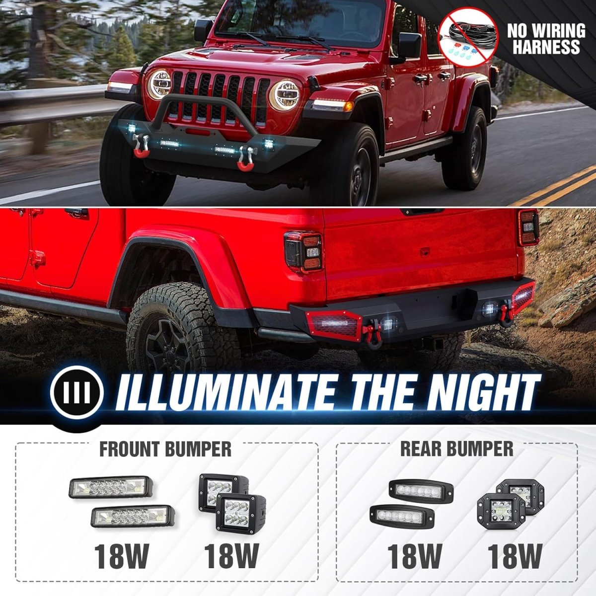 for Aftermarket Jeep Gladiator Front Rear Bumpers JT | 2020 2021 2022 2023 2024 | Yzona