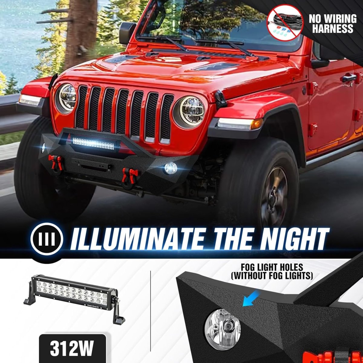 Front Bumper for 2018-2026 Jeep JL JLU & Gladiator JT