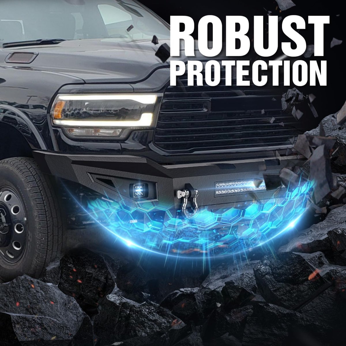 Steel Full Width Off Road Front Bumper Compatible with 2019-2025 Dodge Ram 2500 3500