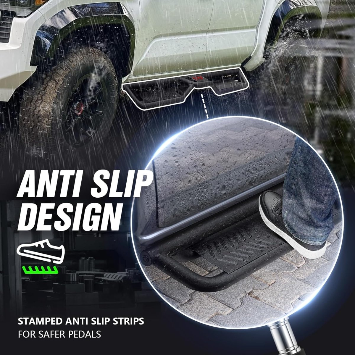 for Tacoma Running Boards Side Steps Compatible with 2024-2025 Toyota Tacoma 4 Full-Size Doors | Yzona