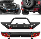 Affordable Off Road Bumpers for 2018-2024 Jeep Wrangler JL JLU Unlimited Off-road Bumpers with LED Lights | Yzona