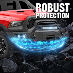 Off-Road Front Bumpers Auto Parts for 2015-2018 Dodge Ram 1500 Rebel Equipped with 5 x LED Lights | Yzona
