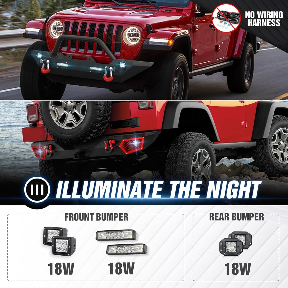 for Off-road Front & Rear Jeep Wrangler JK JKU Bumpers Compatible with 2007-2018 | Yzona