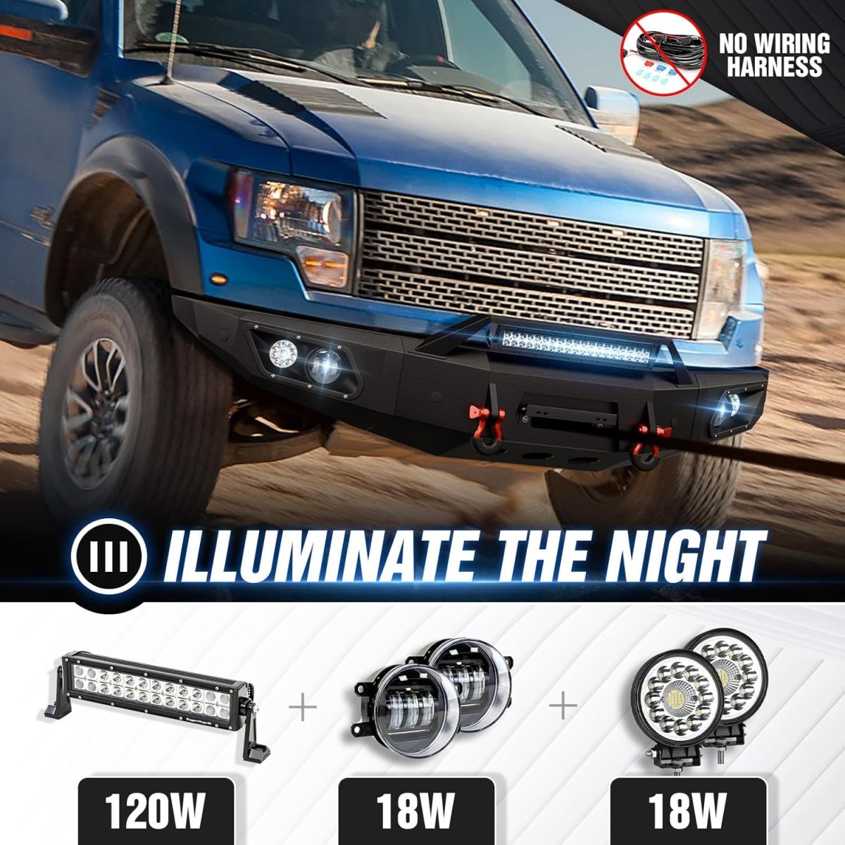 for Ford Aftermarket Front Bumpers Compatible with 2010-2014 Ford F150 F-150 SVT Raptor with Winch Plate | Yzona