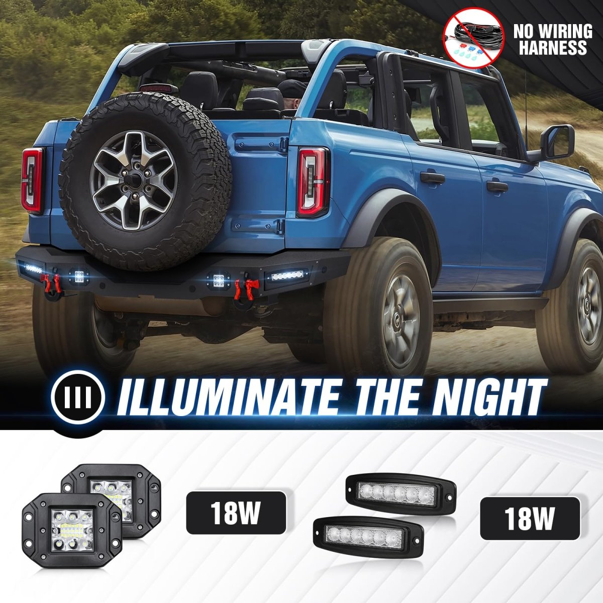 Off-Road Rear Bumper Compatible with 2021-2025 Ford Bronco | Yzona