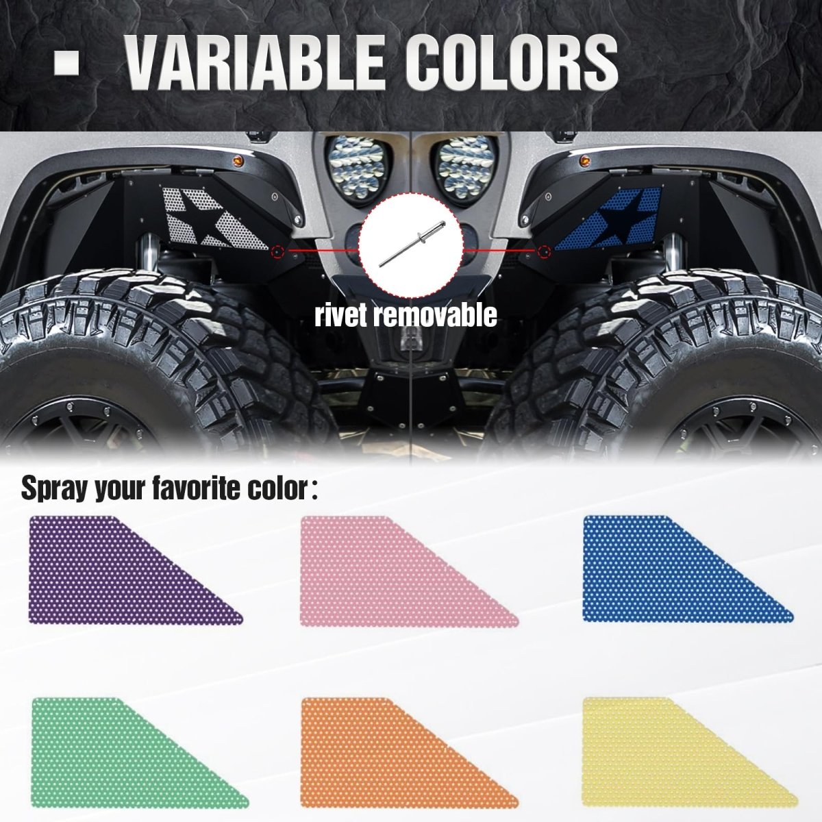 Front Inner Fender Compatible with 2007-2018 Jeep Wrangler JK & JKU Unlimited Sport Sahara Rubicon - Yzona