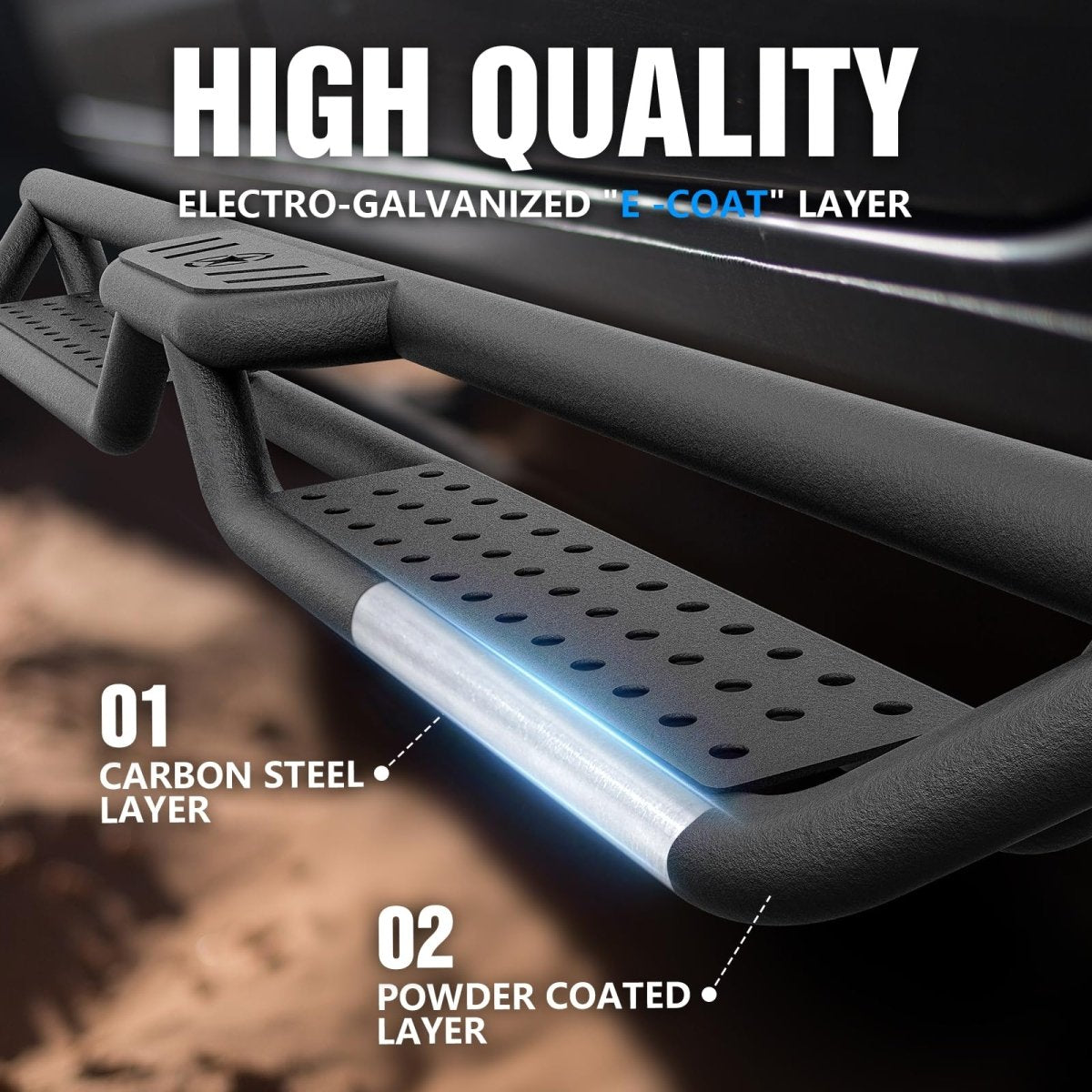 Yzona Lifted Truck Side Steps Compatible for 2009-2018 Dodge Ram 1500 Crew Cab