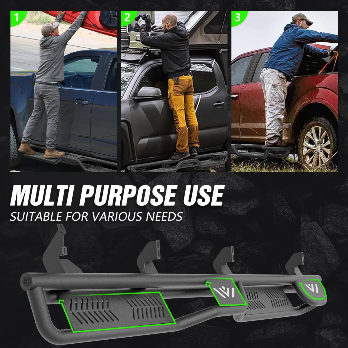 Running Boards for Toyota Tundra Compatible with 2007-2021 Toyota Tundra Crew Max Cab - Yzona