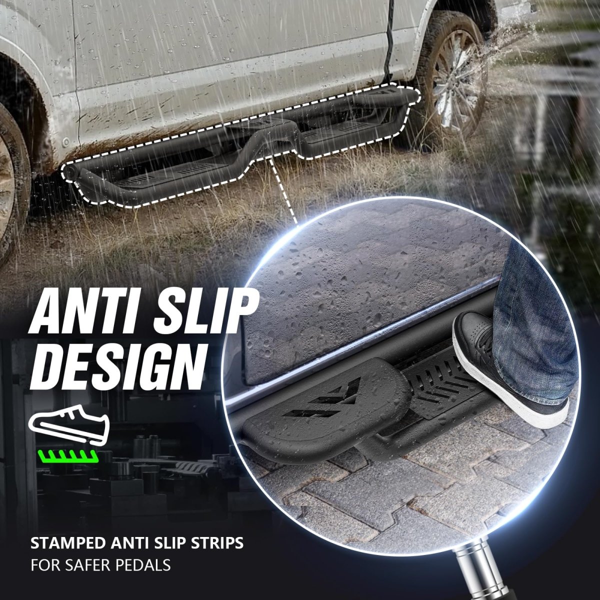 for 2013 F150 Running Boards Compatible with 2009-2014 Ford F150 F-150 SuperCrew Cab - Yzona