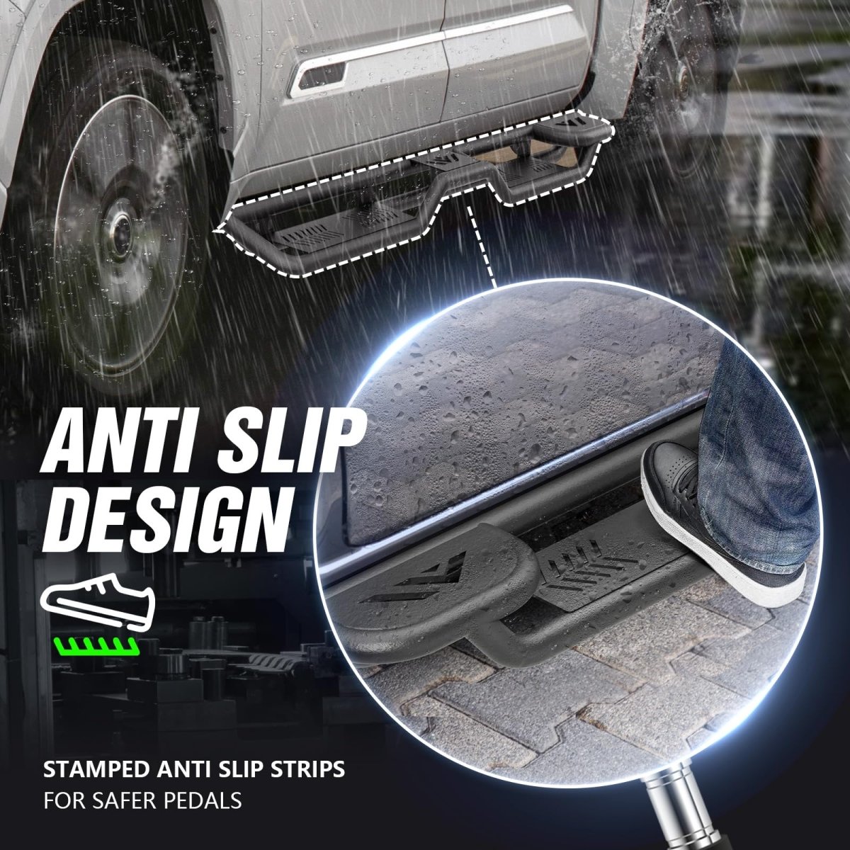 Yzona Two Raised Side Step for Pickup Truck Compatible with 2022-2025 Toyota Tundra CrewMax Cab