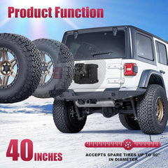 Adjustable Spare Tire Carrier Compatible with 2018-2025 Jeep Wrangler JL JLU