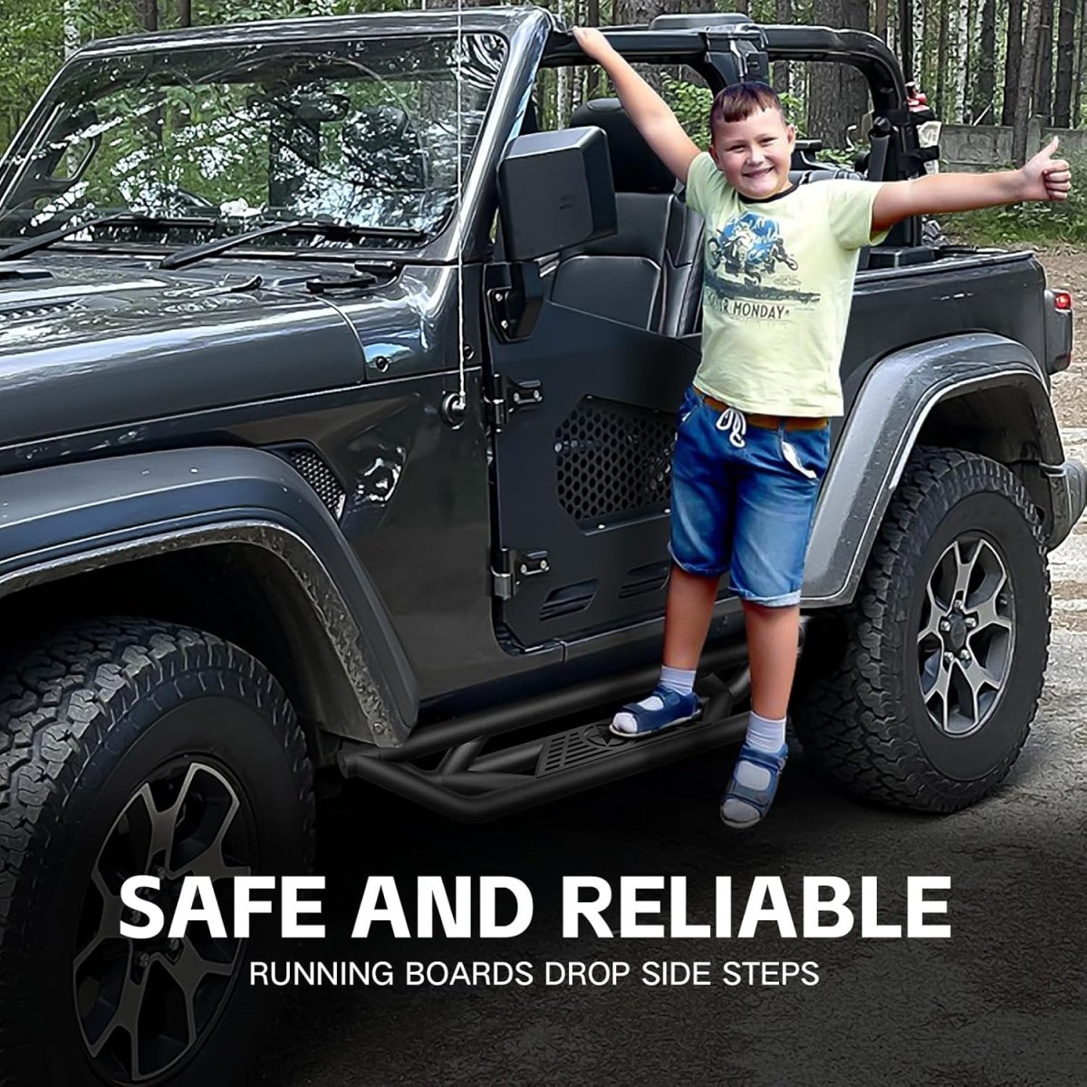 for Jeep Side Steps Running Boards Compatible with Jeep Wrangler JL 2 Doors(18-25)-Include 4XE Model | Yzona