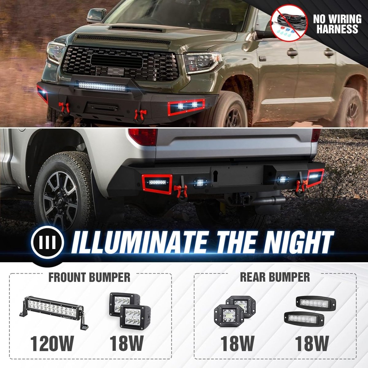 Front and Rear Brand Bumpers for 2014-2021 Toyota Tundra with Winch Plate | Yzona