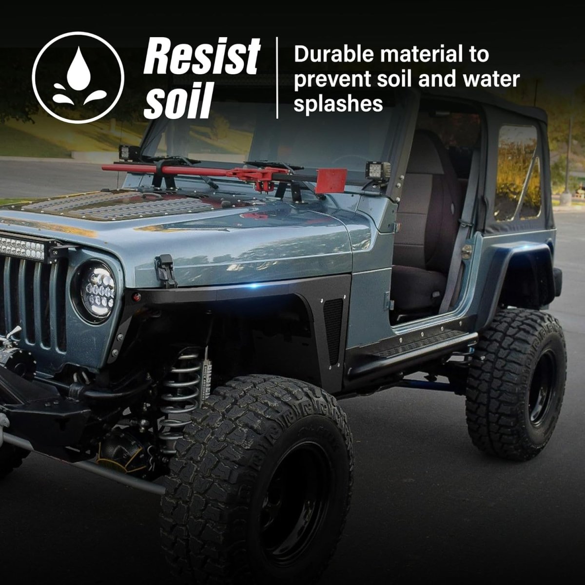 Yzona 1997-2006 Jeep Wrangler TJ & 2004-2006 Jeep Wrangler LJ Flat Front & Rear Fender Flares