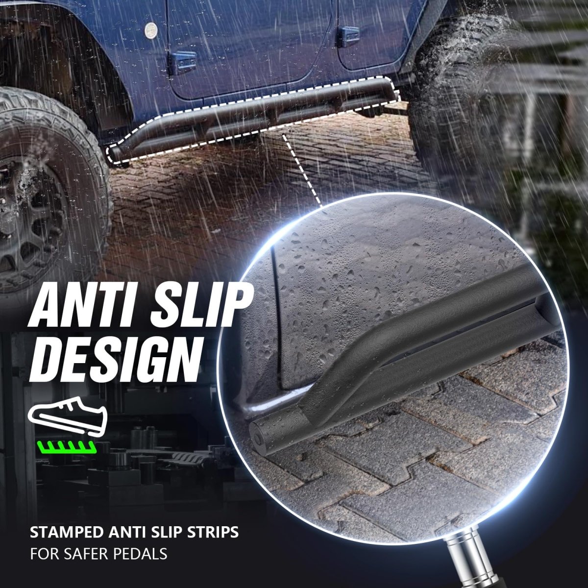 Yzona Truck Side Step Bars Compatible with 2007-2018 Jeep Wrangler JK JKU Unlimited 4 Doors