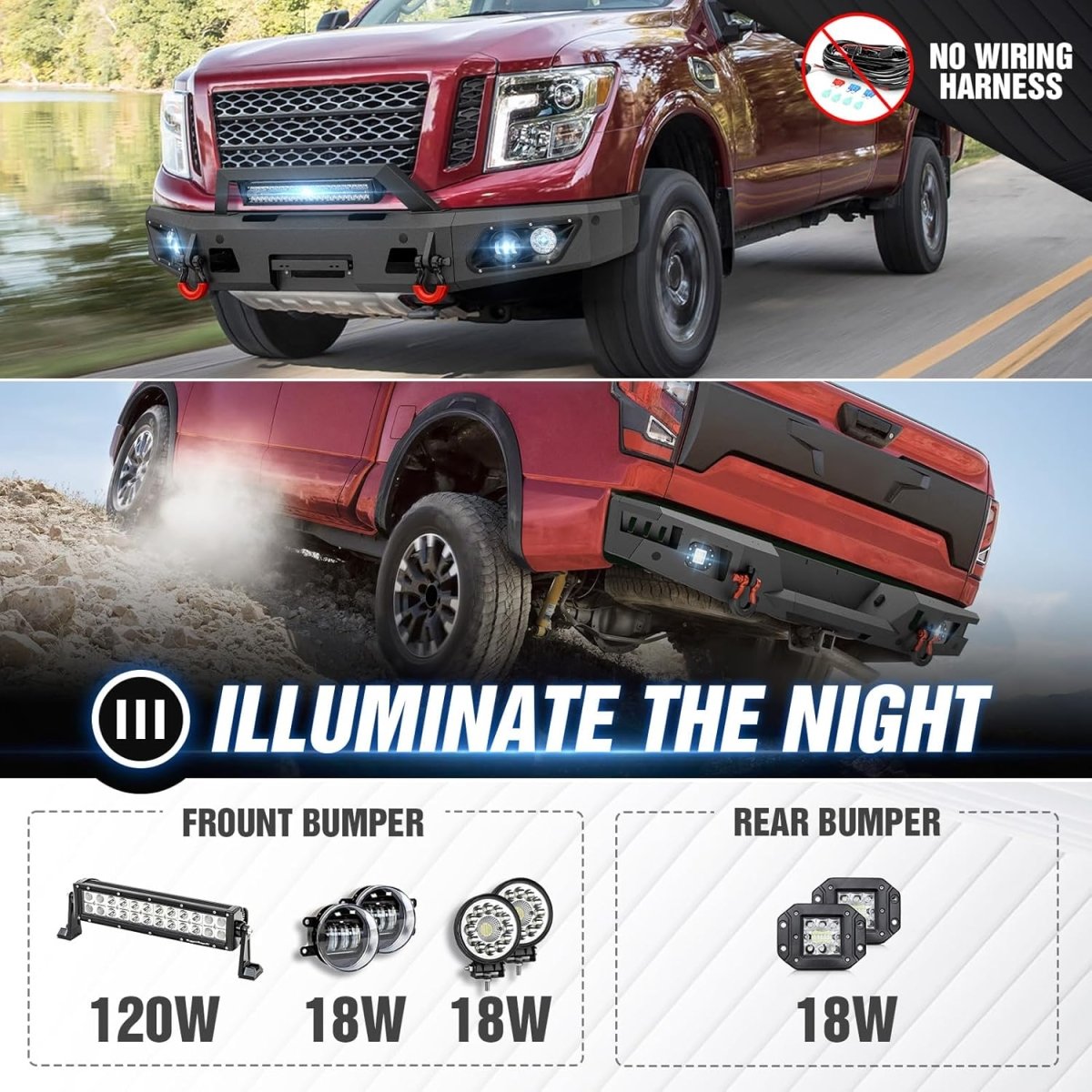 for Nissan Titan Off Road Bumpers Compatible with 2016-2024 Nissan Titan | Yzona