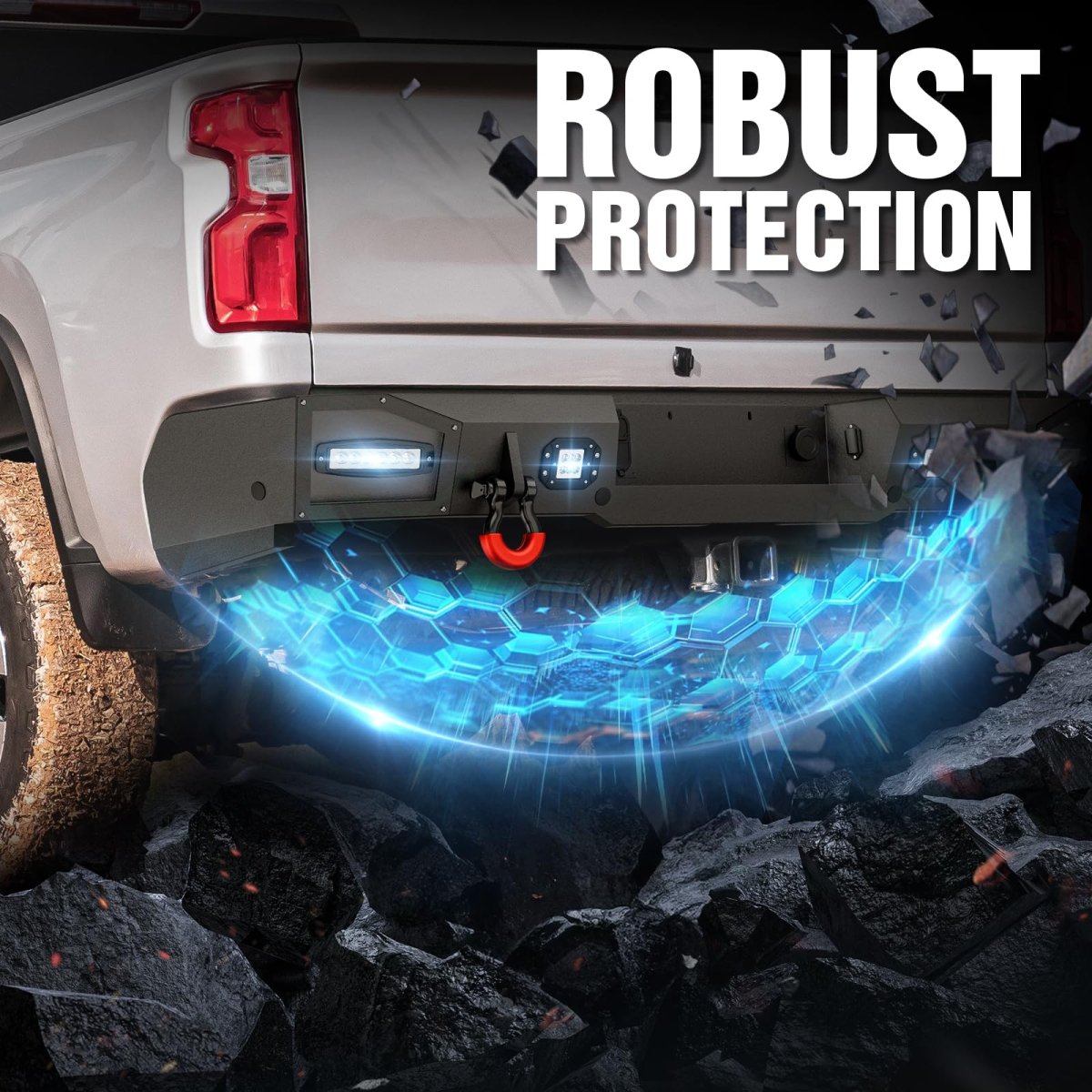 Rear Truck Bumpers Aftermarket Compatible with 2020-2023 Chevy Chevrolet Silverado & GMC Sierra 2500 3500 HD | Yzona