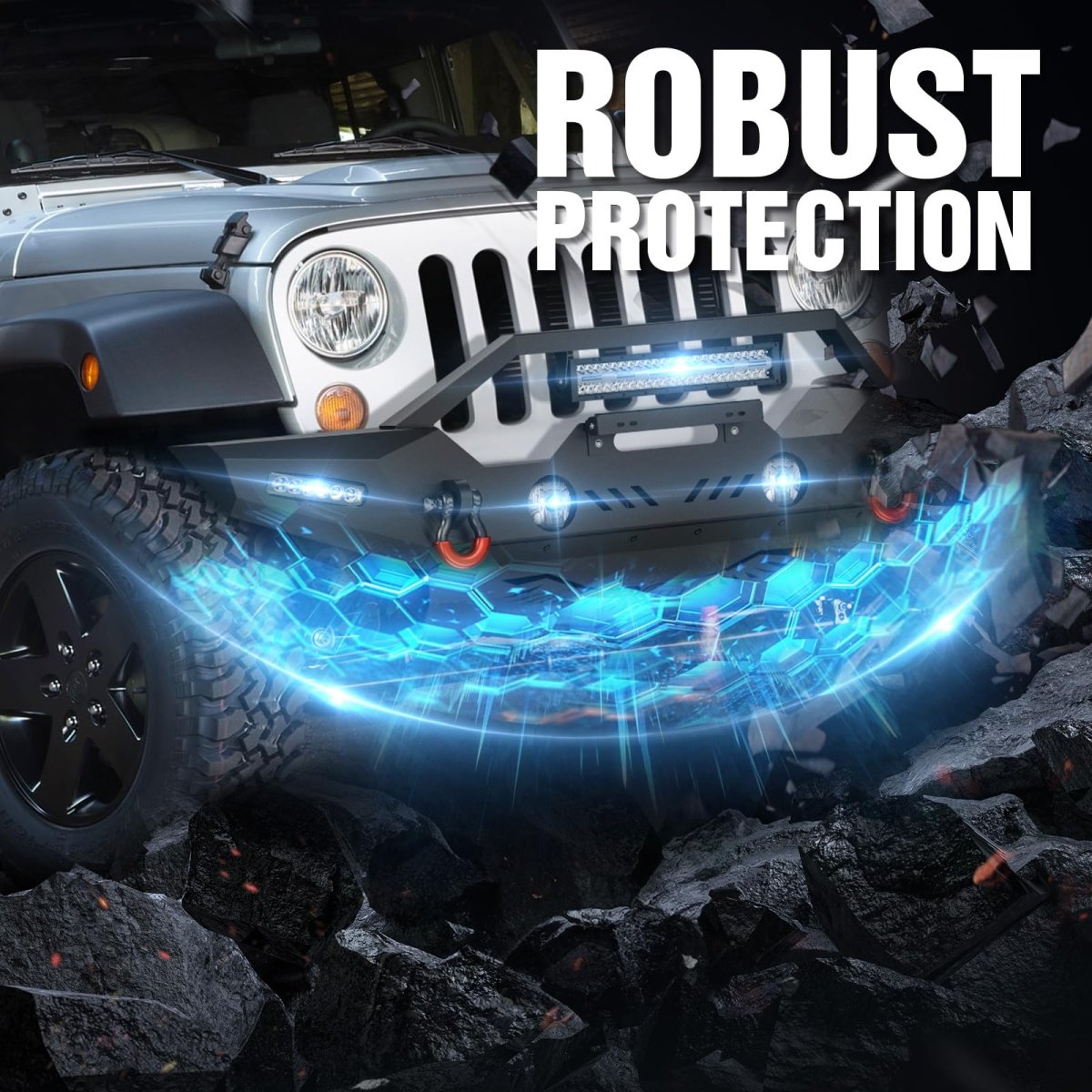 4x4 Off Road Bumpers Compatible with 2007-2018 Jeep Wrangler JK JKU | Yzona