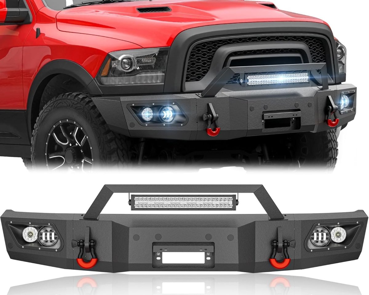 Off-Road Front Bumpers Auto Parts for 2015-2018 Dodge Ram 1500 Rebel Equipped with 5 x LED Lights | Yzona