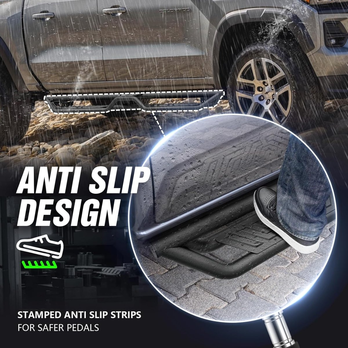 Pickup Running Boards Side Steps Compatible for 2015-2025 Chevy Colorado & GMC Canyon Crew Cab| Yzona