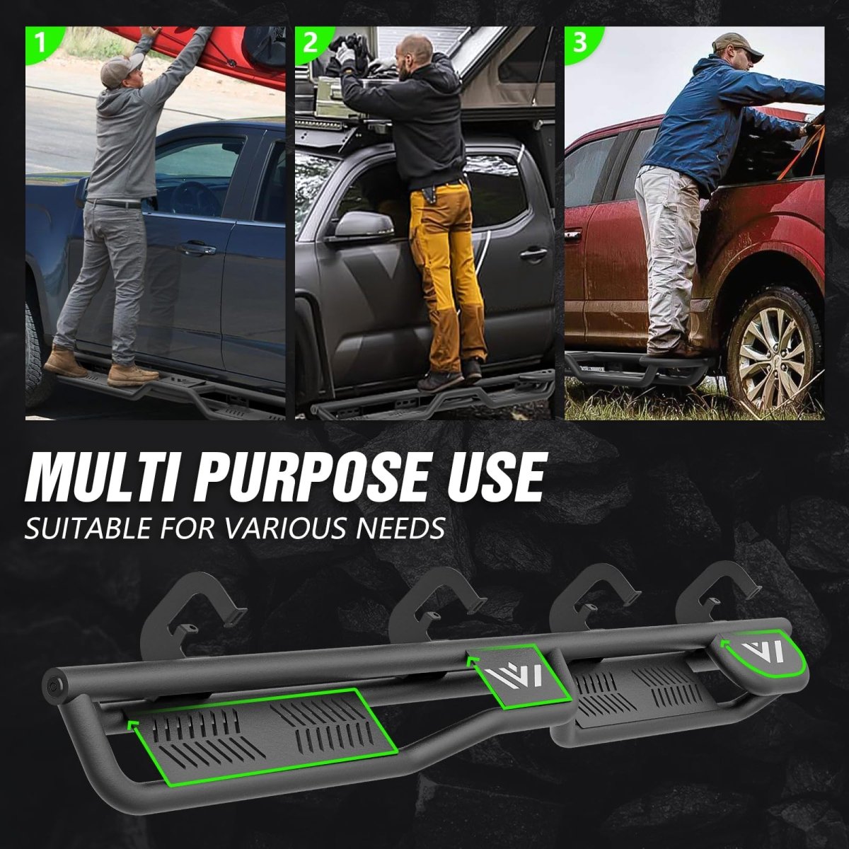 Crew Cab Side Steps Compatible for 2007-2018 Silverado & Sierra 1500 | 2007-2019 Silverado & Sierra 2500HD 3500HD - Yzona