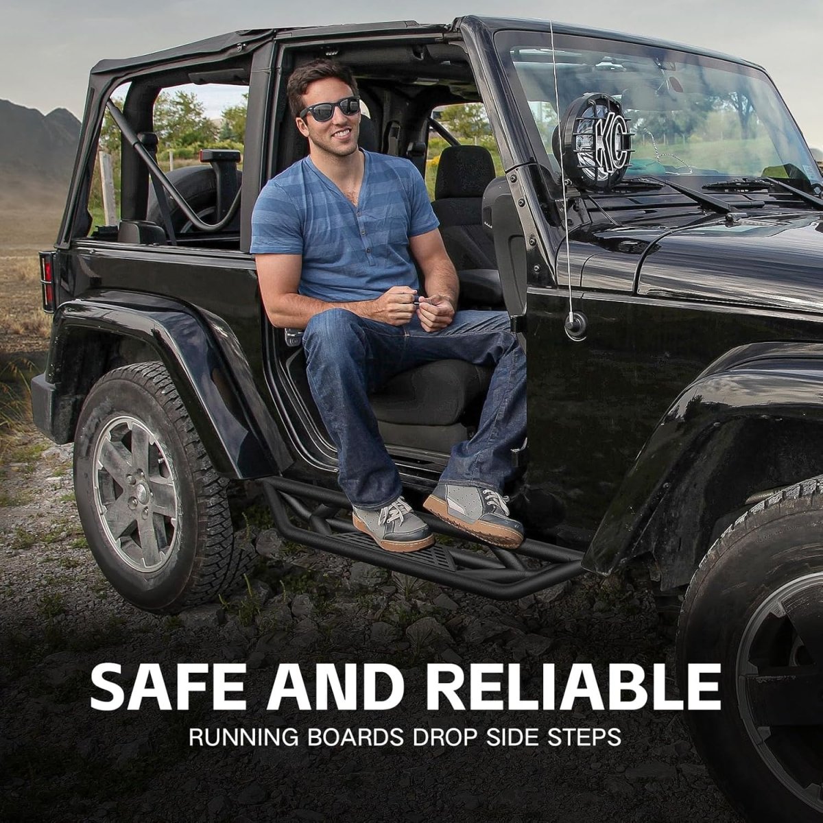 Off-Road Jeep Wrangler Step Running Boards Compatible with JK 2 Doors(07-18) | Yzona