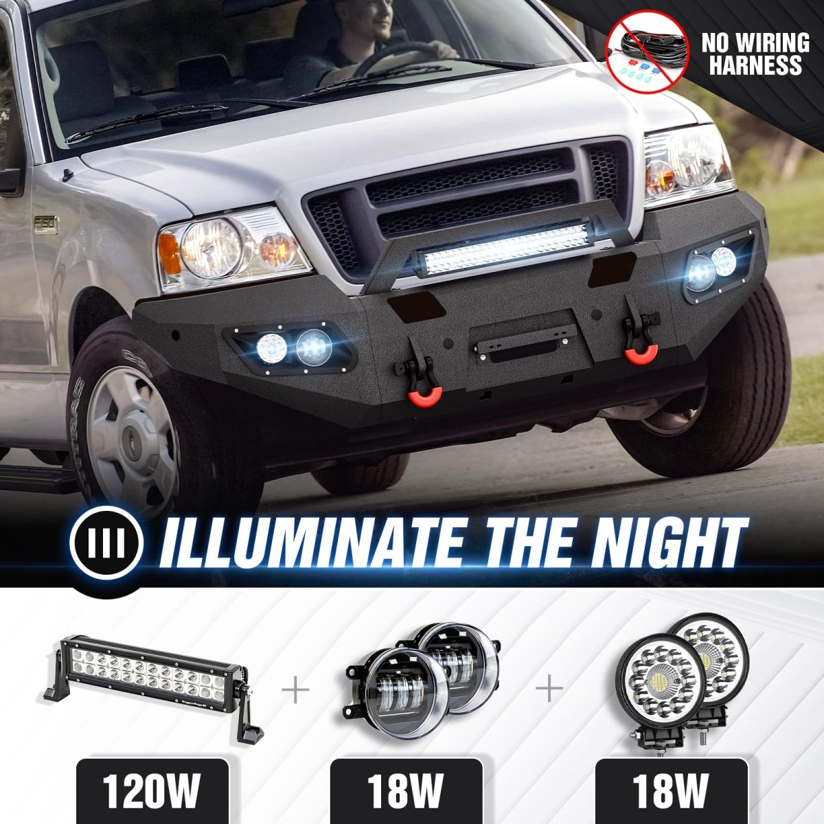 Replacement Front Bumpers for Trucks Compatible with 2004-2008 Ford F150 - Yzona