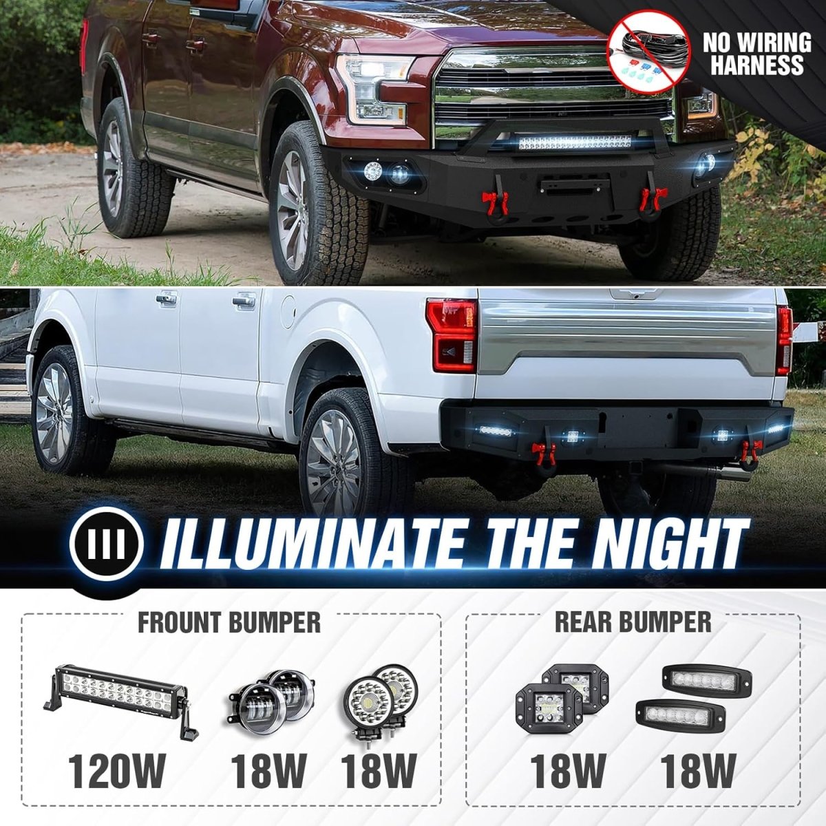 Winch Plate Front & Rear Car Bumpers for Sale 2015-2017 Ford F150(Excluding Raptor and Ecoboost) with Winch Plate | Yzona