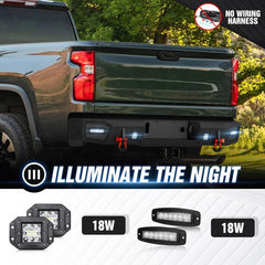 Black Rear Aftermarket Bumpers for Chevy 2500HD 2015-2019 Chevrolet Silverado & GMC Sierra 2500 3500 HD w/LED Lights | Yzona