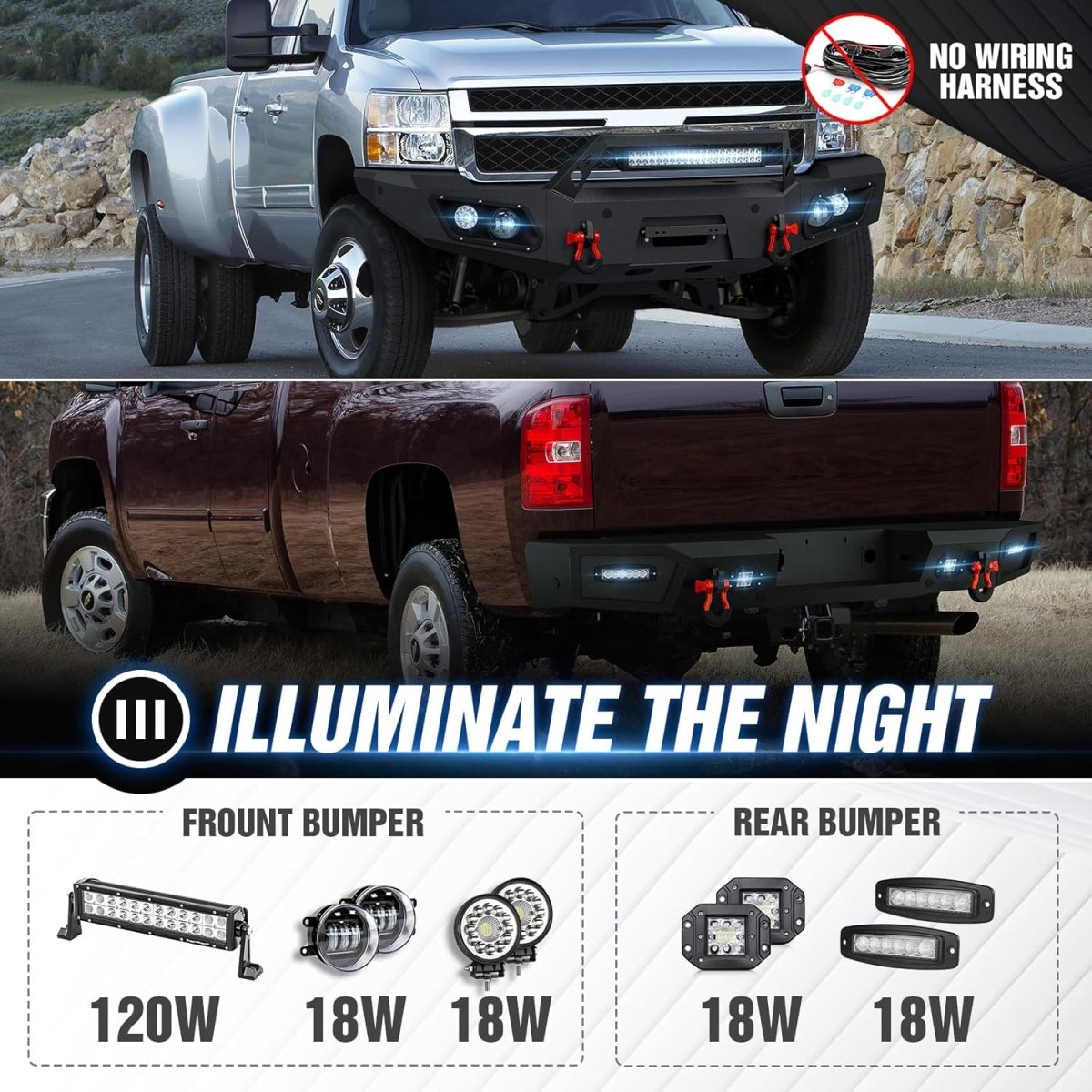 Off Road Silverado Front & Rear Bumpers for 2011-2014 Chevy Silverado 2500 3500 HD Pickups | Yzona